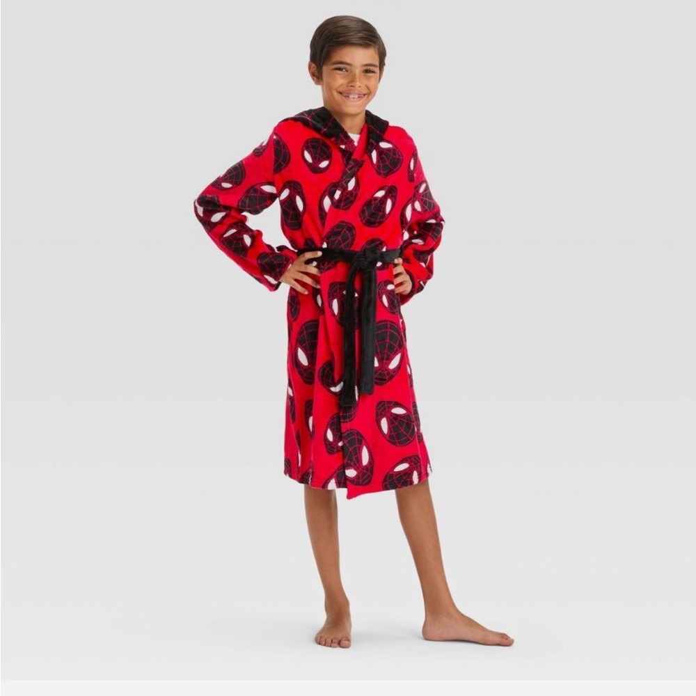 Marvel Red and Black Spider-Man Kids Lightweight Pajama Robe.Size S(6/7).